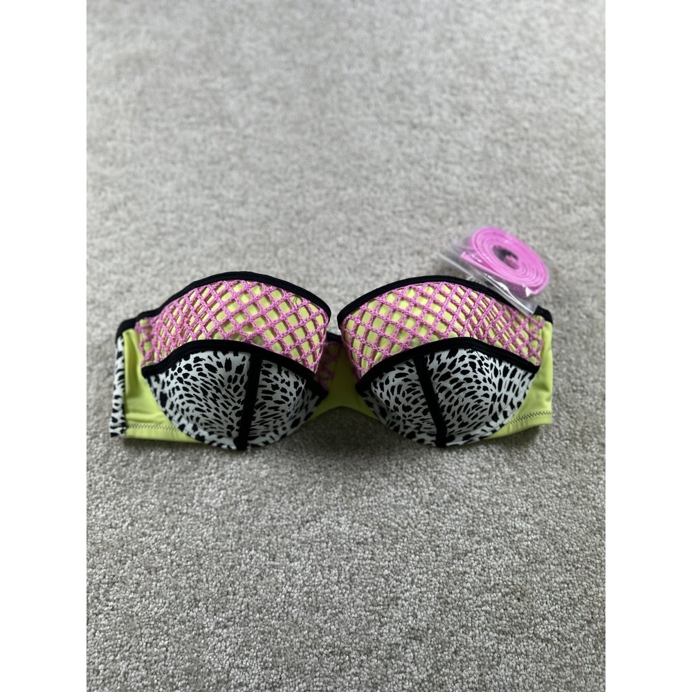 Shade & Shore Swimwear Women's‎ 36C Yellow Black Padded Bikini Top